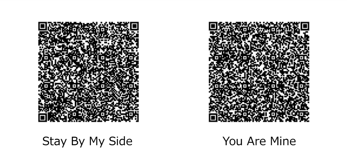 「Stay By My Side」「You Are Mine」のQRコード
